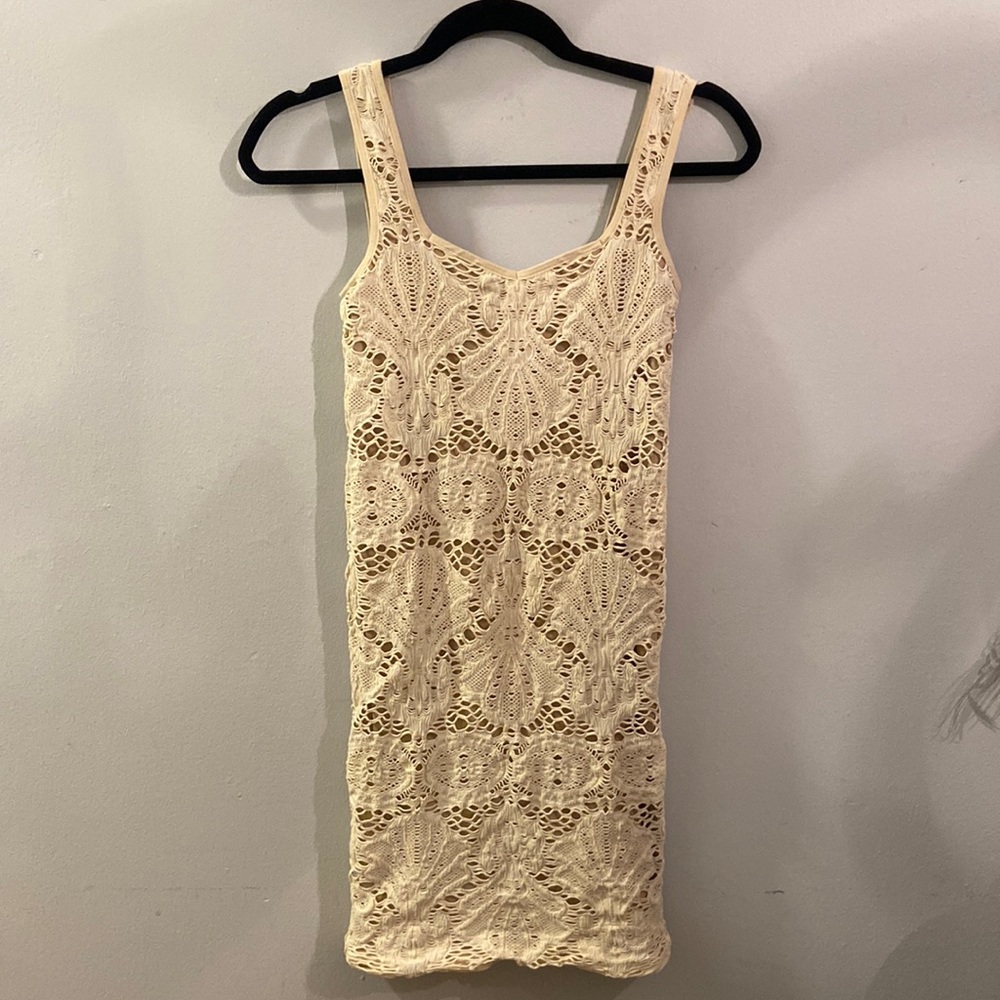 Free People size M/L whiteivory and tan underlay dress